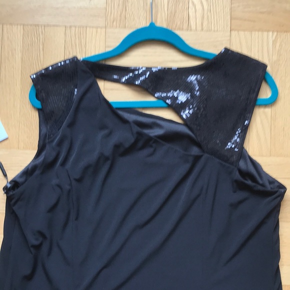 NWT CALVIN KLEIN ASYMMETRICAL SEQUIN BLACK DRESS - Picture 5 of 8